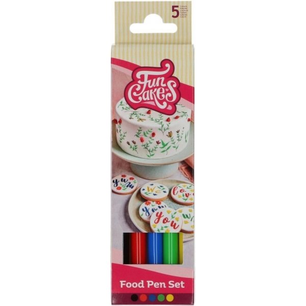 Essbarer Stift - 5 Farben - Funcakes - 5 Stk Essbarer Stift - 5 Farben - Funcakes - 5 Stk