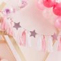 Girlande - Quasten und Sterne - Rosa/Glitzer