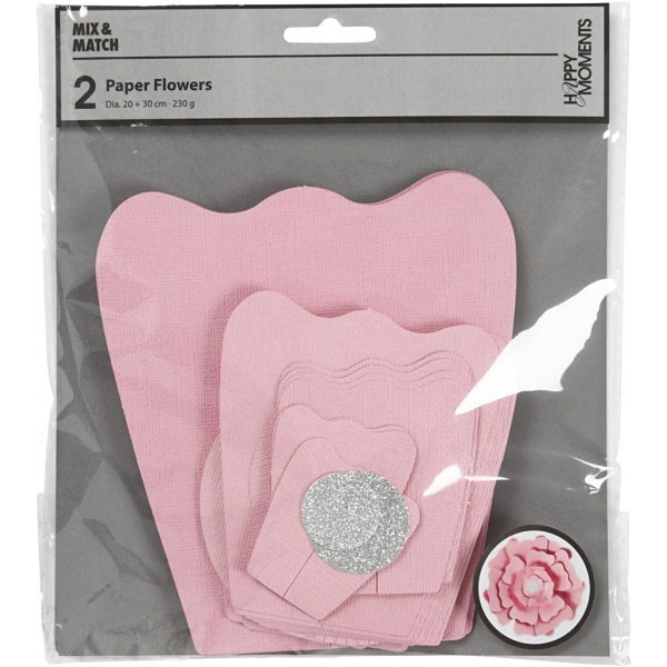 Papierblumen - hellrot - 2 Stk