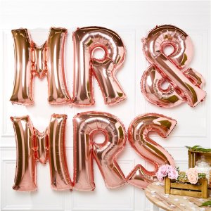 Große Buchstabenballons - Mr & Mrs - Roségold Große Buchstabenballons - Mr & Mrs - Roségold