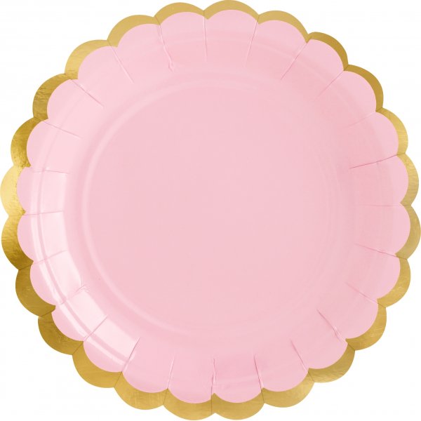 Dessertteller - Rosa - Goldrand - 6er-Pack