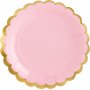 Dessertteller - Rosa - Goldrand - 6er-Pack