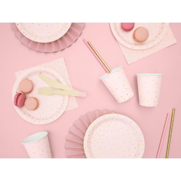 Dessertteller - Hellrosa - Polka Dot Gold