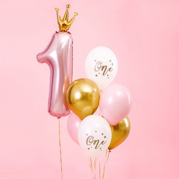 Ballonstrauß - ONE - Hellrosa/Gold - 6er-Pack Ballonstrauß - ONE - Hellrosa/Gold - 6er-Pack