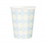 Pappbecher - Kariert - Blau/Gold - 6er-Packung Pappbecher - Kariert - Blau/Gold - 6er-Packung