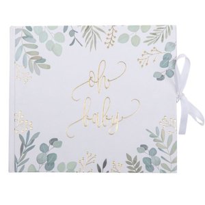 Gästebuch - Babyparty - Oh Baby - Blattgrün und Gold - 22 x 19 cm Gästebuch - Babyparty - Oh Baby - Blattgrün und Gold - 22 x 19 cm