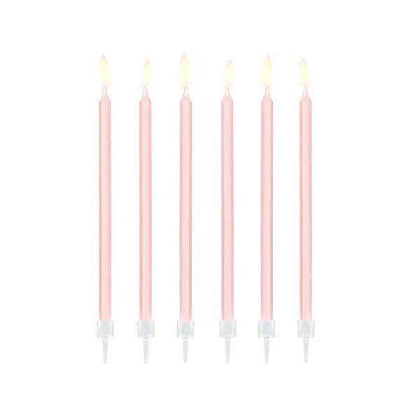 Geburtstagskerzen - Hellrosa - 14 cm - 12er-Pack