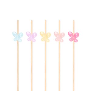 Snack- und Getr�nkesticks - Schmetterlinge Pastell - 12 cm - 25 St�ck