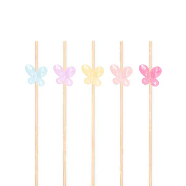 Snack- und Getränkesticks - Schmetterlinge Pastell - 12 cm - 25 Stück Snack- und Getränkesticks - Schmetterlinge Pastell - 12 cm - 25 Stück
