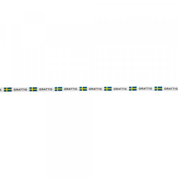 Seidenband - Schweden - Weiß mit schwedischer Flagge - 5 m Seidenband - Schweden - Weiß mit schwedischer Flagge - 5 m