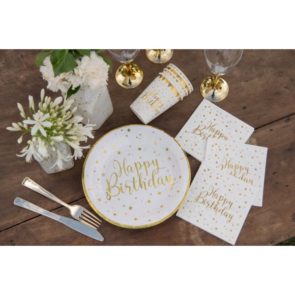 Servietten - Happy Birthday - Goldene Sterne - 20er-Pack
