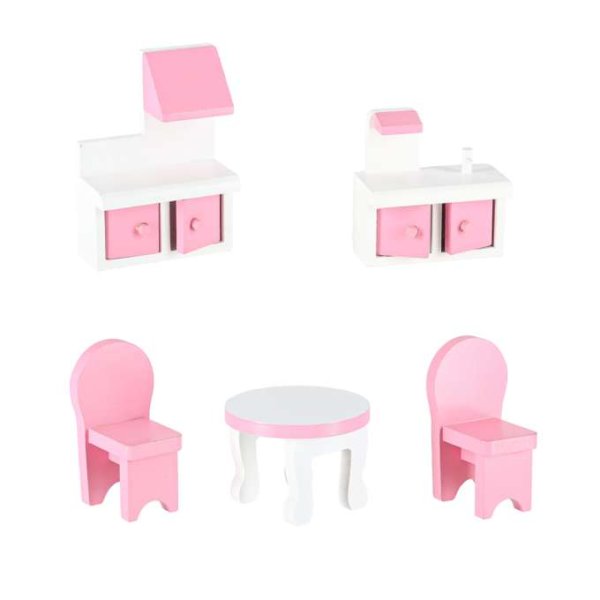 Puppenschrank aus Holz, 70 cm, rosa, mit LED-Beleuchtung - Selbstmontage Puppenschrank aus Holz, 70 cm, rosa, mit LED-Beleuchtung - Selbstmontage