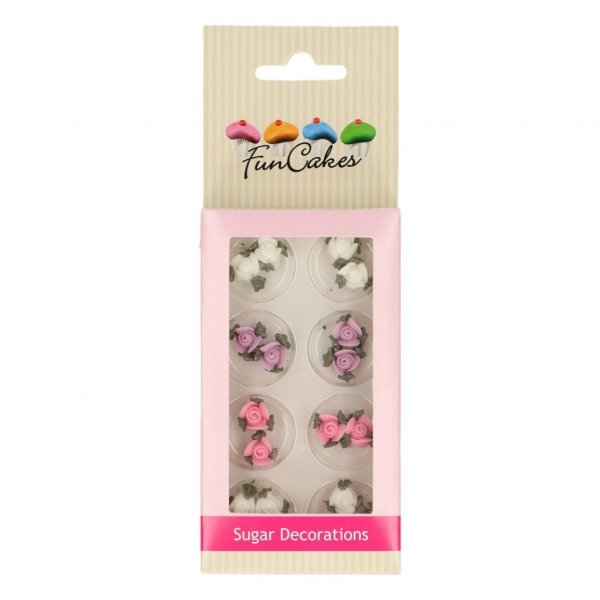 Zuckerdekorationen - Rosen mit Blttern - 16 Stk