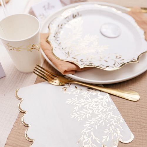 Pappbecher mit goldenen Details - Goldener Zweig - 8er-Packung Pappbecher mit goldenen Details - Goldener Zweig - 8er-Packung