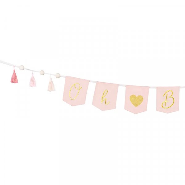 Wimpel mit Quasten - Oh Baby - Hellrosa/Gold Wimpel mit Quasten - Oh Baby - Hellrosa/Gold