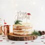 Tortenaufsatz - Frohe Weihnachten - Holz/Weihnachtsmannsmütze Tortenaufsatz - Frohe Weihnachten - Holz/Weihnachtsmannsmütze