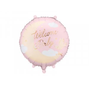 Folienballon "Willkommen Baby" - Hellrosa