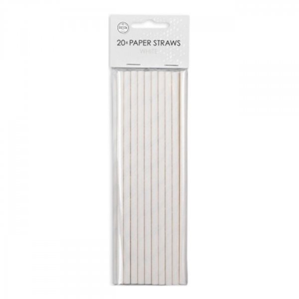 Papierstrohhalme - Wei� - 20er-Packung