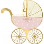 Servietten - Kinderwagen - Hellrosa/Gold - 20er-Pack