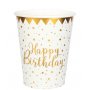 Pappbecher - Happy Birthday - Goldene Sterne - 10er-Pack