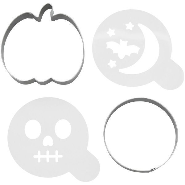 Lebkuchen-Ausstechformen mit Schablonen Halloween - 4er-Pack Lebkuchen-Ausstechformen mit Schablonen Halloween - 4er-Pack