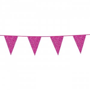 Glitzernde Wimpelkette in Pink, 6 m Glitzernde Wimpelkette in Pink, 6 m