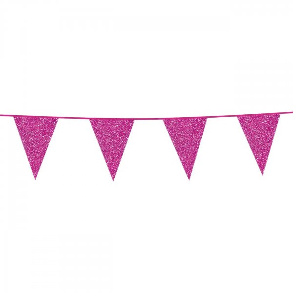 Glitzernde Wimpelkette in Pink, 6 m Glitzernde Wimpelkette in Pink, 6 m
