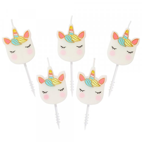 Kuchenkerzen - Einhorngesicht - 5er-Pack