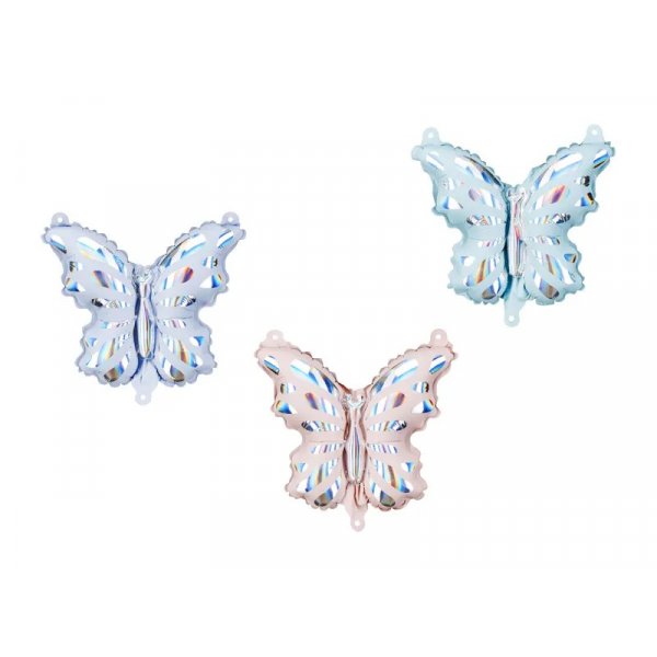 Folienballons - Schmetterlinge - Blau/Rosa/Mint - 21er-Packung