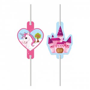 Strohhalme Einhorn mit Medaillons - 4er-Pack Strohhalme Einhorn mit Medaillons - 4er-Pack