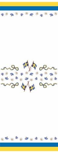 Tischdecke aus Papier - Schwedische Flagge & Sommerblumen - 118 cm breit - 6 m lang Tischdecke aus Papier - Schwedische Flagge & Sommerblumen - 118 cm breit - 6 m lang