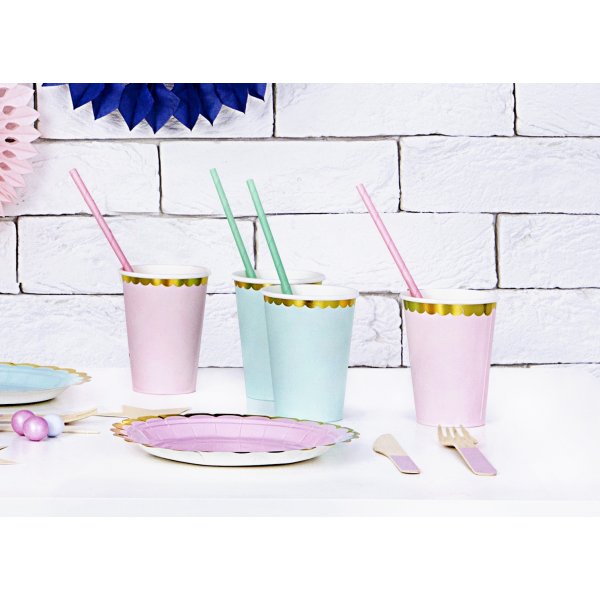 Pappbecher - Mint - Goldrand - 6er-Pack