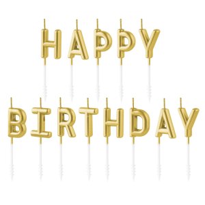 Geburtstagskerzen/Kuchenkerzen - "Happy Birthday" - Gold - 13 Stück Geburtstagskerzen/Kuchenkerzen - "Happy Birthday" - Gold - 13 Stück