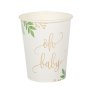 Babyparty-Pappbecher - Oh Baby - Blattgrün und Gold - 8er-Pack Babyparty-Pappbecher - Oh Baby - Blattgrün und Gold - 8er-Pack