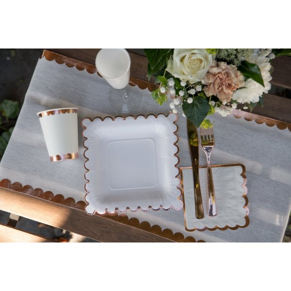 Pappteller - Quadratisch - Weiß/Roségoldrand - 10er-Pack Pappteller - Quadratisch - Weiß/Roségoldrand - 10er-Pack