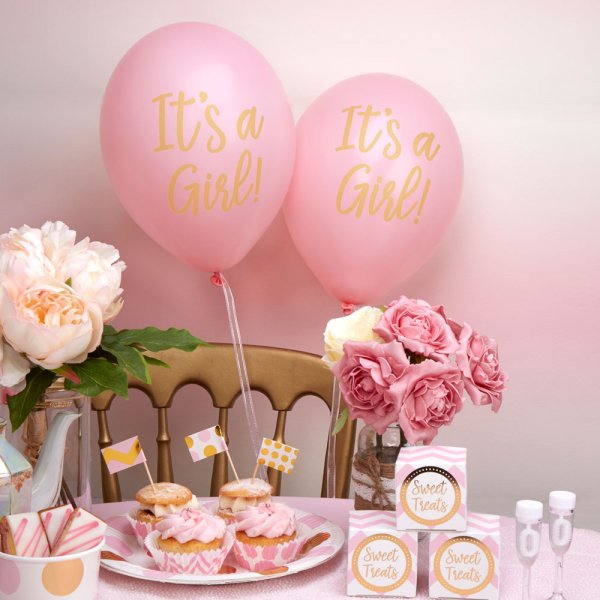 Luftballons - It\\\'s a girl - Pink/Gold - 8er-Pack