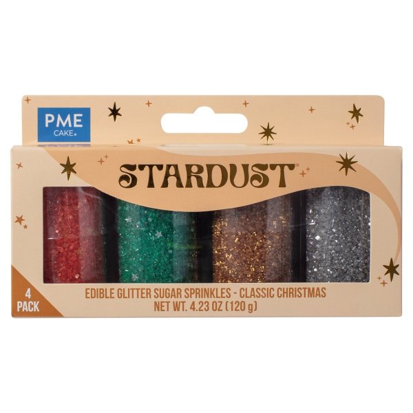 Zuckerkristalle in Weihnachtsfarben: Rot, Grün, Gold, Silber (PME), 120 g Zuckerkristalle in Weihnachtsfarben: Rot, Grün, Gold, Silber (PME), 120 g