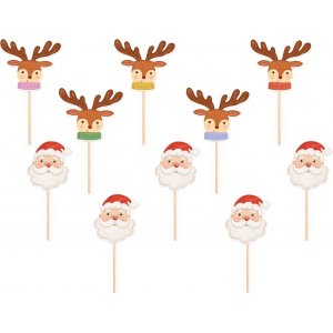 Cakepicks - Weihnachtsmann und Rentier - 10er-Pack