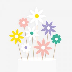 Tortenstecker - Blumen - Gro� - 8er-Pack