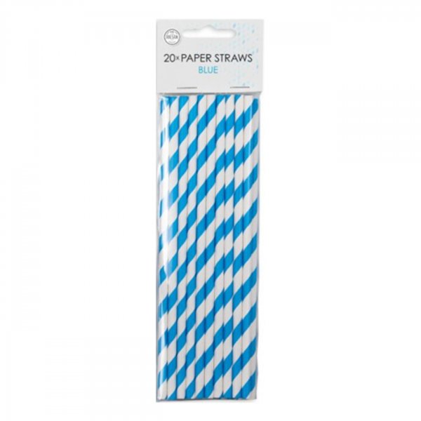 Papierstrohhalme - Blau gestreift - 20er-Packung Papierstrohhalme - Blau gestreift - 20er-Packung