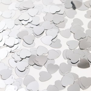 Tischkonfetti - Silber - Herzen - 14 g