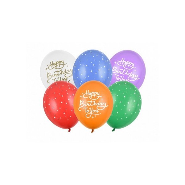 Ballonstrauß - Farbmix - Alles Gute zum Geburtstag - 6 Stück Ballonstrauß - Farbmix - Alles Gute zum Geburtstag - 6 Stück