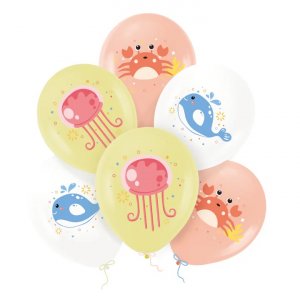 Pastellfarbene Luftballons - 30 cm - Meeresmotiv - 6er-Pack Pastellfarbene Luftballons - 30 cm - Meeresmotiv - 6er-Pack