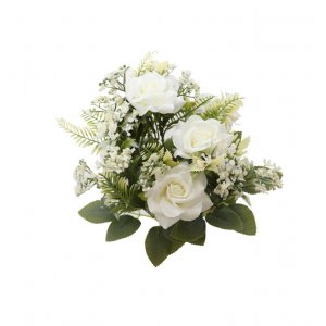 Blumenstrau� - 40 cm - Wei�e Rosen mit gr�nen Bl�ttern