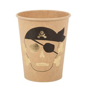 Piraten-Pappbecher - Schwarz und Gold - 255 ml, 8er-Packung Piraten-Pappbecher - Schwarz und Gold - 255 ml, 8er-Packung