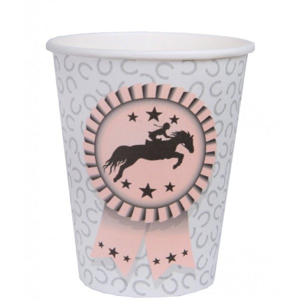 Pappbecher - Pferdeparty - Rosa/Schwarz - 10er-Pack