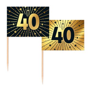 Party Picks - 40 Jahre - Gold - 50er-Packung Party Picks - 40 Jahre - Gold - 50er-Packung