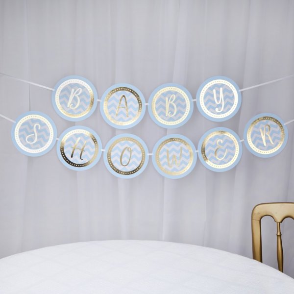 Wimpel - Babyparty - Blau/Gold