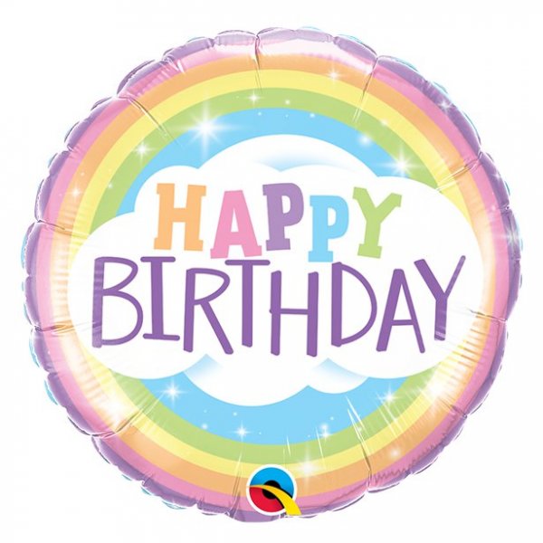 Folienballon - Happy Birthday - Pastell Regenbogen