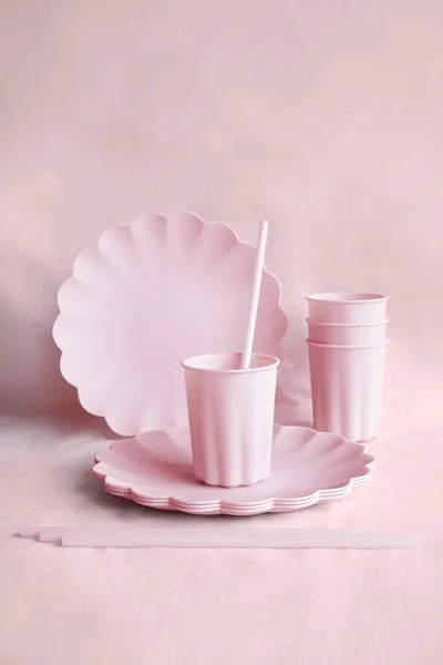 Strohhalme - Wiederverwendbarer Kunststoff - Rosa - 12er-Packung